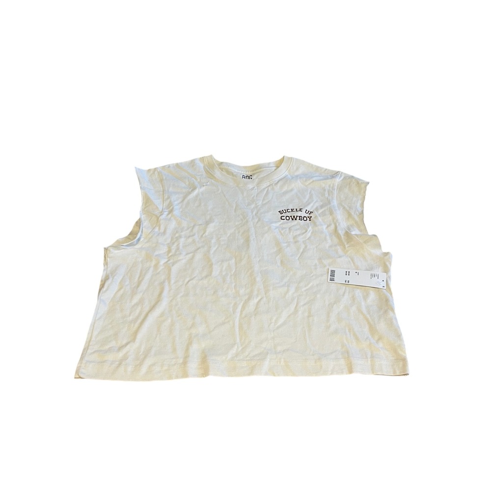 Urban Outfitters BDG Buckle Up Cowboy Bareback Saloon Muscle Tee Cream M I09